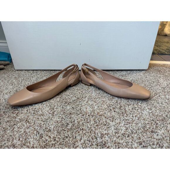 COLE HAAN Bria Flat Slingback Cutout Square Toe Brush Beige leather shoe, 11 - Picture 9 of 11